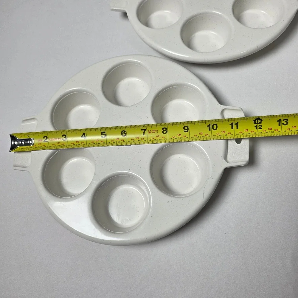 LittonWare‎ Muffin Pan Cream Speckled Vintage Microwave Oven Safe Set 2
